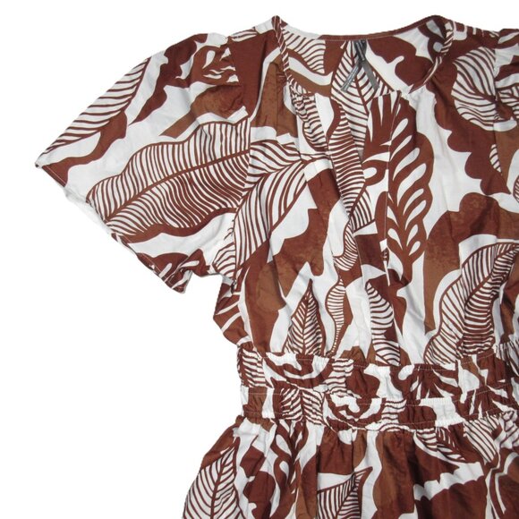 NWT Anthropologie Somerset Maxi in Cedar Floral Leaf Cotton Tiered Dress 3X - Picture 7 of 9